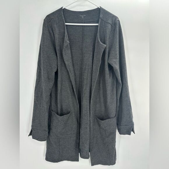 Garnet Hill Duster Cardigan Grey Open Front Draped Modal Soft Size Medium - Picture 1 of 9